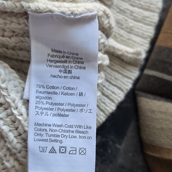 J.Crew Cropped Patch-Pocket Beach Cardigan Sweater 3X Cream Chunky Knit#0010 - Picture 8 of 8